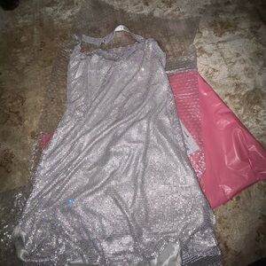 Silver Glitter Mini Dress